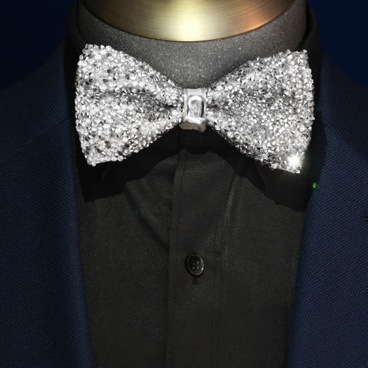 Men's Sparkling White Rhinestones Gem Bow Tie - image 0