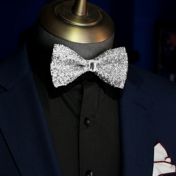 Men's Sparkling White Rhinestones Gem Bow Tie - image 4