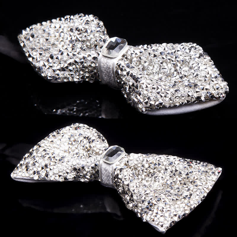 Men's Sparkling White Rhinestones Gem Bow Tie - image 5
