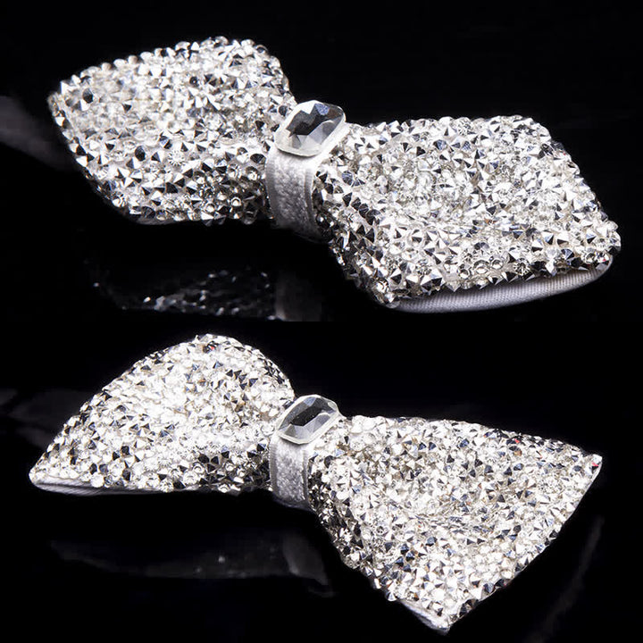 Men's Sparkling White Rhinestones Gem Bow Tie - image 5