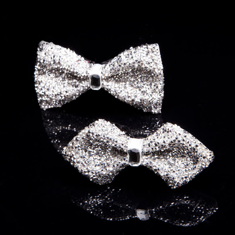 Men's Sparkling White Rhinestones Gem Bow Tie - image 1