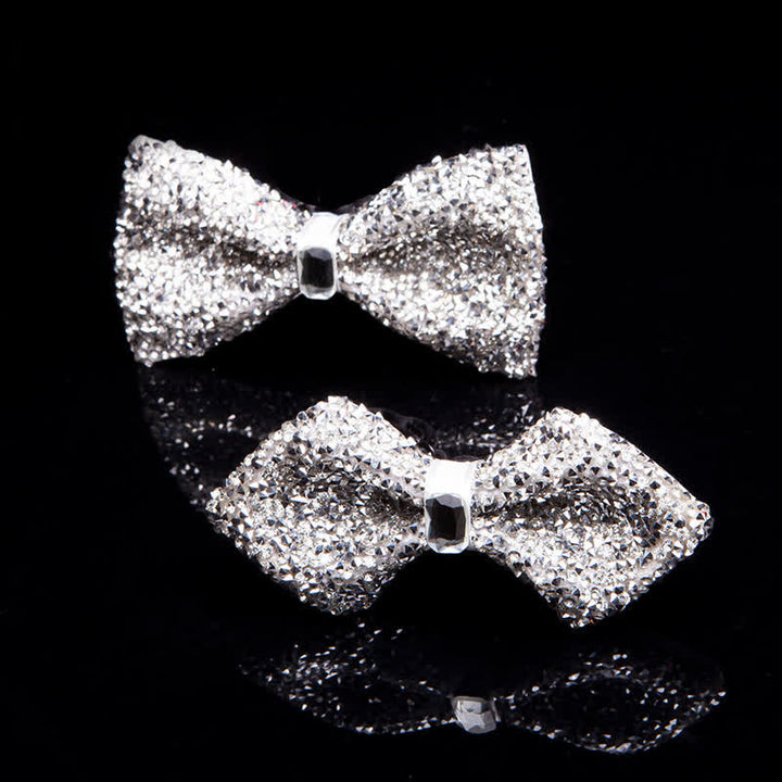 Men's Sparkling White Rhinestones Gem Bow Tie - image 1