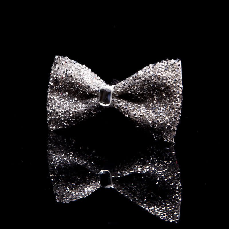 Men's Sparkling White Rhinestones Gem Bow Tie - image 3