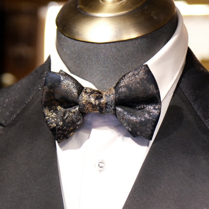 Men's Vintage Shiny Light Golden Threads Bow Tie - image 0