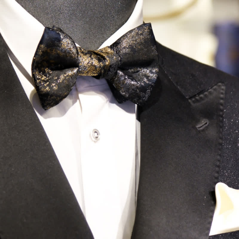 Men's Vintage Shiny Light Golden Threads Bow Tie - image 2