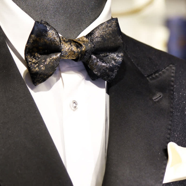 Men's Vintage Shiny Light Golden Threads Bow Tie - image 2