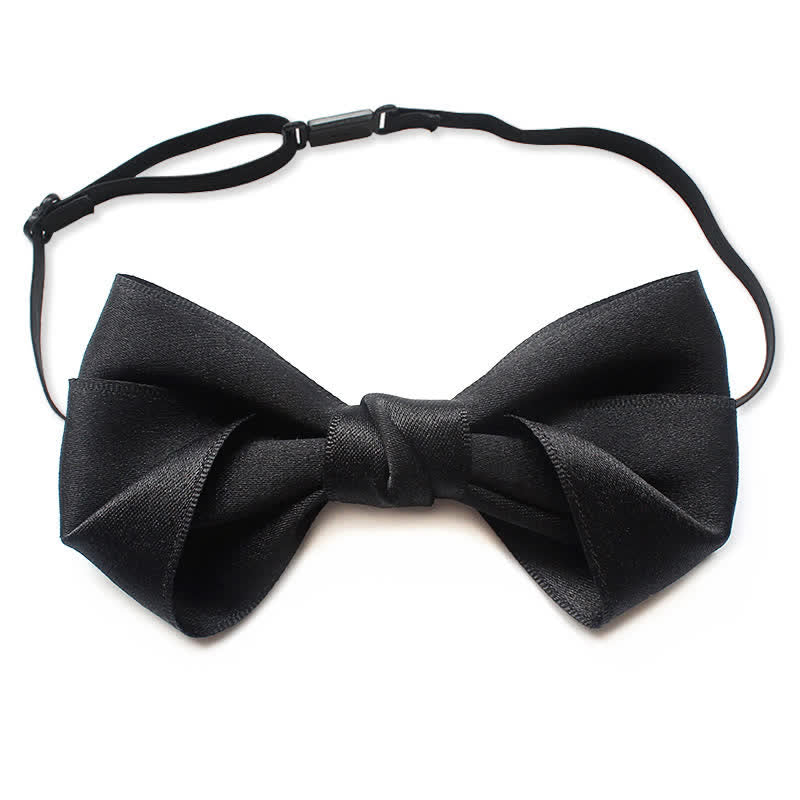 Men's Simple Trendy Soild Color Suit Shirt Bow Tie - Black - image 6