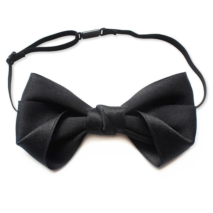 Men's Simple Trendy Soild Color Suit Shirt Bow Tie - Black - image 6