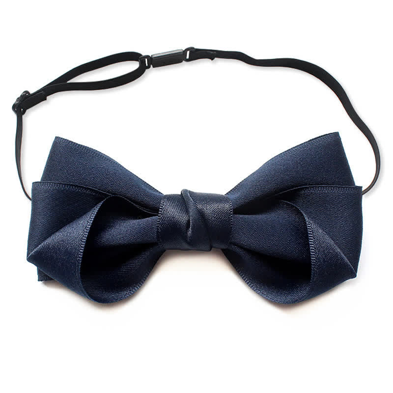Men's Simple Trendy Soild Color Suit Shirt Bow Tie - Navy - image 1