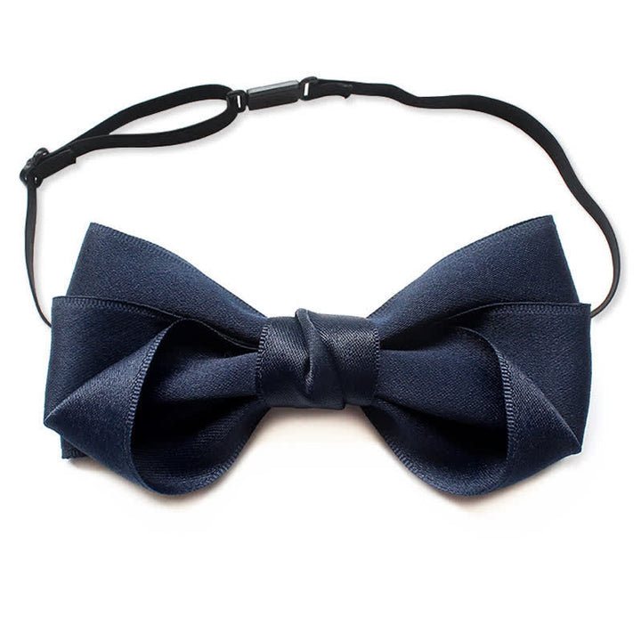 Men's Simple Trendy Soild Color Suit Shirt Bow Tie - Navy - image 1