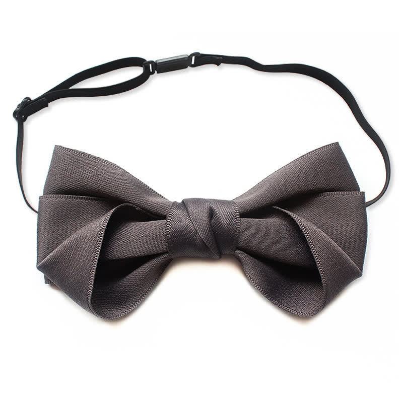 Men's Simple Trendy Soild Color Suit Shirt Bow Tie - Dark Gray - image 8