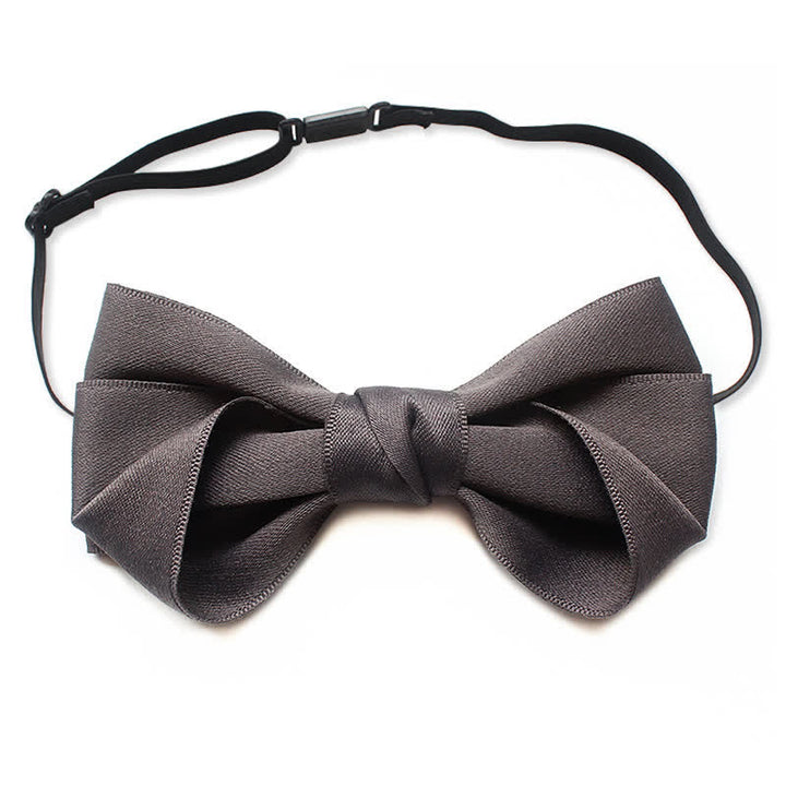 Men's Simple Trendy Soild Color Suit Shirt Bow Tie - Dark Gray - image 8