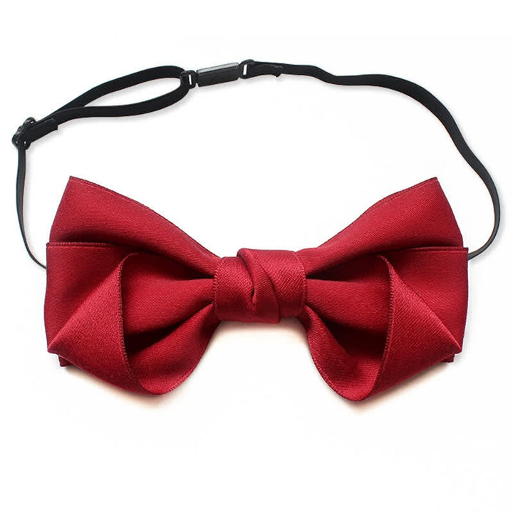 Men's Simple Trendy Soild Color Suit Shirt Bow Tie - Red - image 2