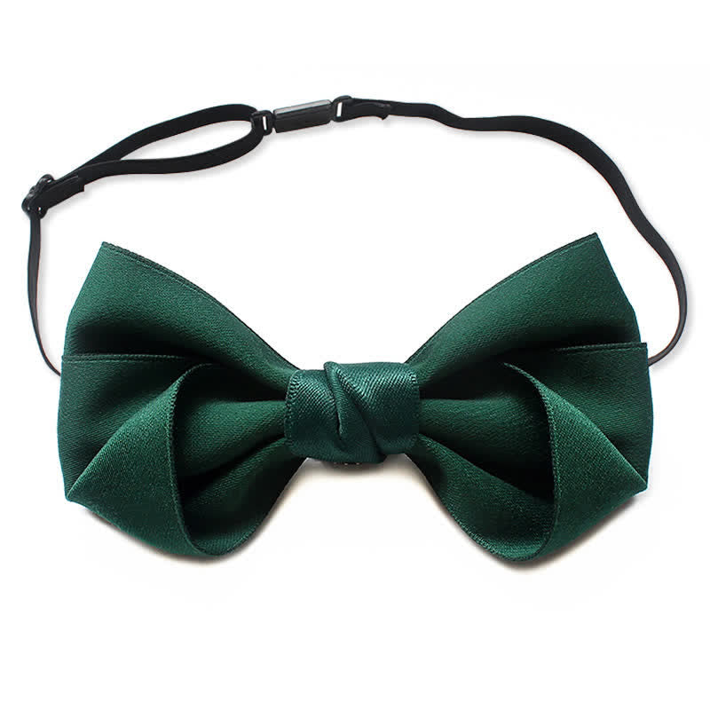 Men's Simple Trendy Soild Color Suit Shirt Bow Tie - Dark Green - image 4