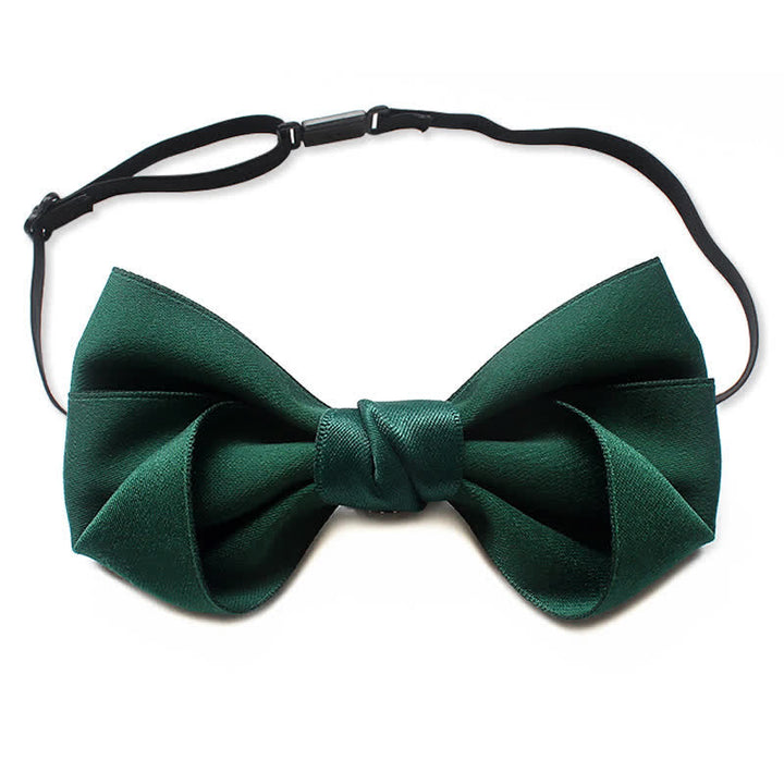 Men's Simple Trendy Soild Color Suit Shirt Bow Tie - Dark Green - image 4