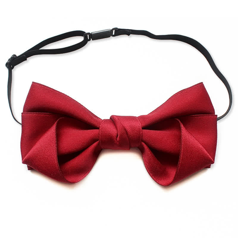 Men's Simple Trendy Soild Color Suit Shirt Bow Tie - Red - image 2