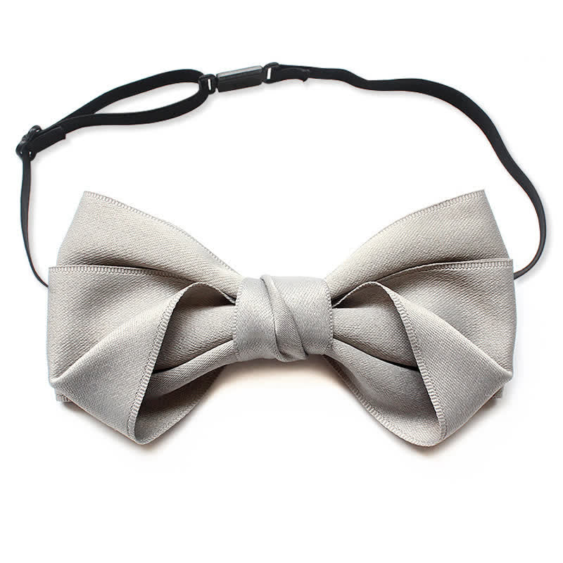 Men's Simple Trendy Soild Color Suit Shirt Bow Tie - Light Gray - image 7