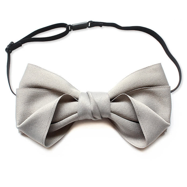 Men's Simple Trendy Soild Color Suit Shirt Bow Tie - Light Gray - image 7