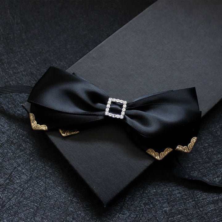 Men's Noble Classical Triple Layered Marriage Bow Tie - Black - image 4