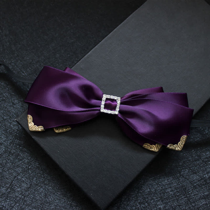 Men's Noble Classical Triple Layered Marriage Bow Tie - Purple - image 7
