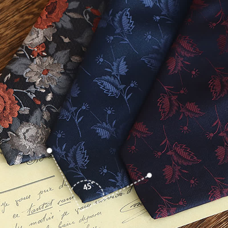 Men's Vintage Art Floral Pattern Necktie - image 4