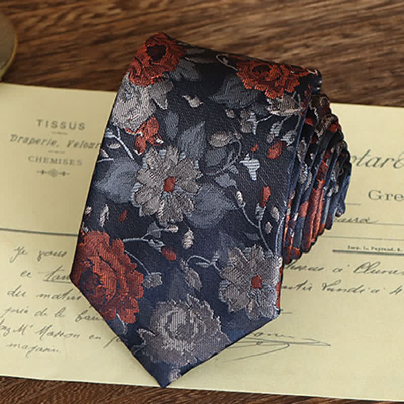 Men's Vintage Art Floral Pattern Necktie - image 11