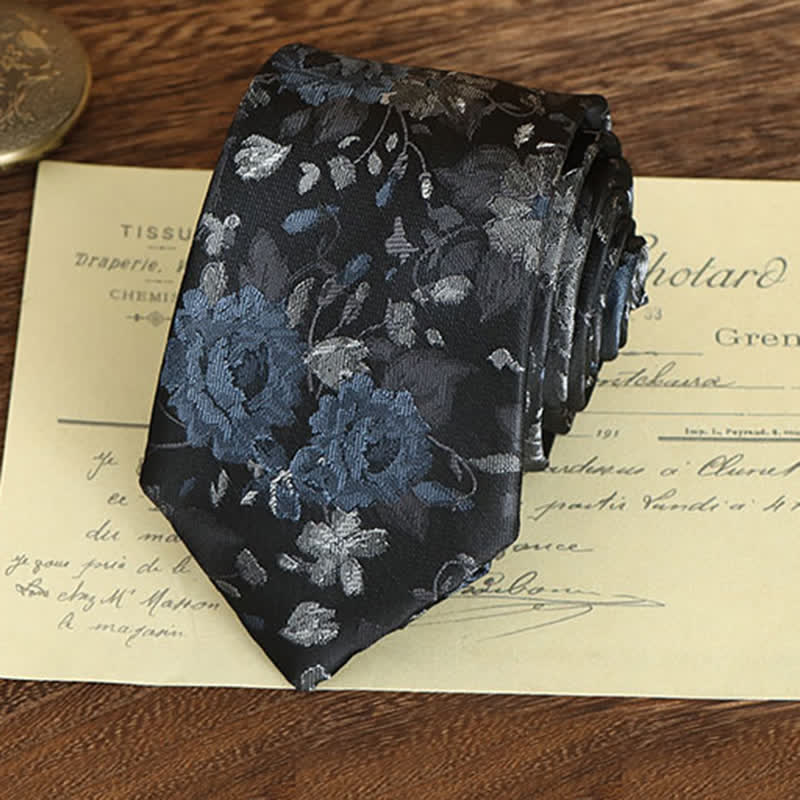 Men's Vintage Art Floral Pattern Necktie - image 1