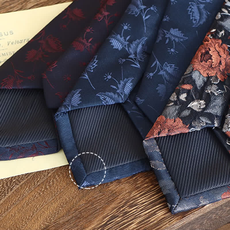 Men's Vintage Art Floral Pattern Necktie - image 5
