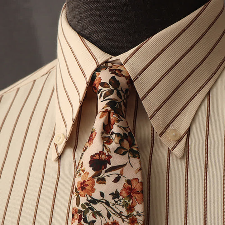 Men's Floral Printed Formal Dress Shirt Necktie - Style #4 - image 9