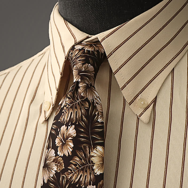 Men's Floral Printed Formal Dress Shirt Necktie - Style #8 - image 21