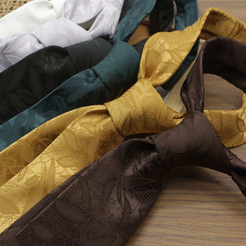 Men's Casual Floral Jacquard Leaves Pattern Necktie - image 2