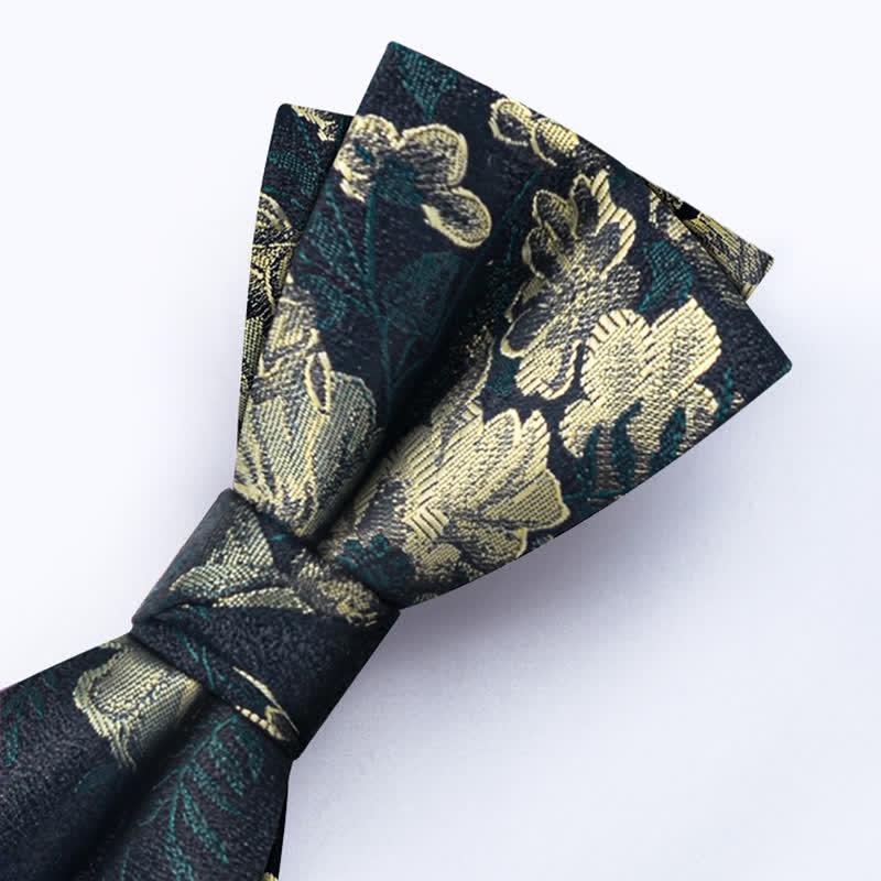 3Pcs Men's Dark Green Flower BowTie Necktie Set - image 5