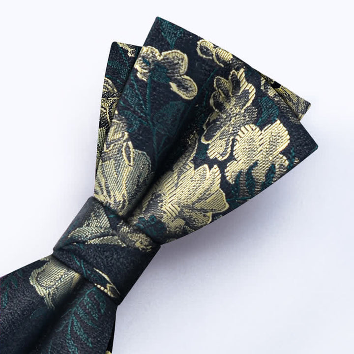 3Pcs Men's Dark Green Flower BowTie Necktie Set - image 5