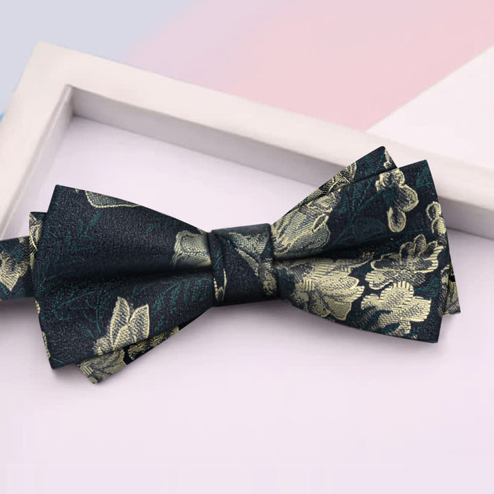3Pcs Men's Dark Green Flower BowTie Necktie Set - Bow Tie - image 3