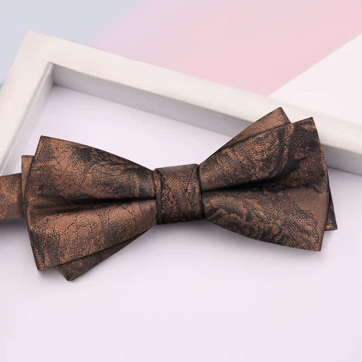 3Pcs Men's Vintage Bronze Flower BowTie Necktie Set - Bow Tie - image 5