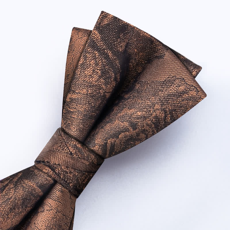 3Pcs Men's Vintage Bronze Flower BowTie Necktie Set - image 7