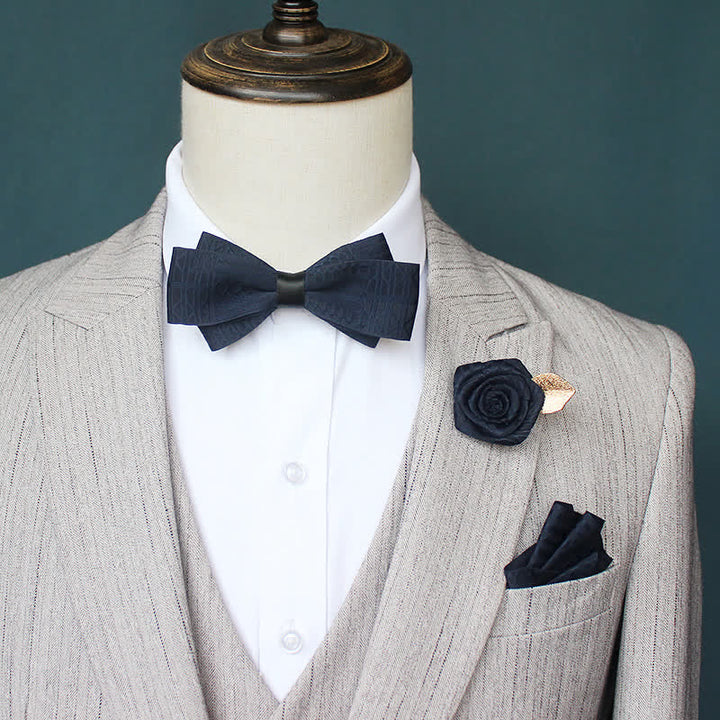 3Pcs Men's Elegant Vintage Dark Lines Bow Tie Set - image 6