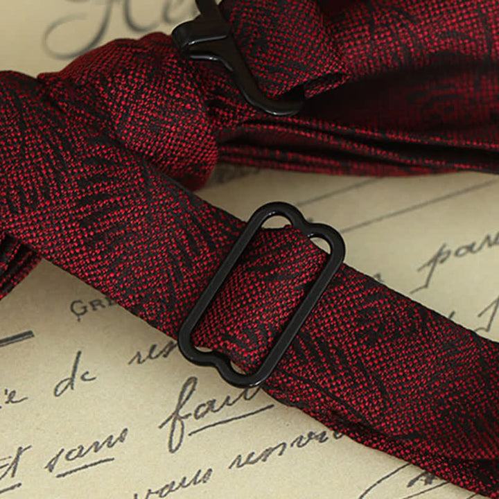 2Pcs Men's Burgundy Floral Bow Tie Handkerchief Set - image 4