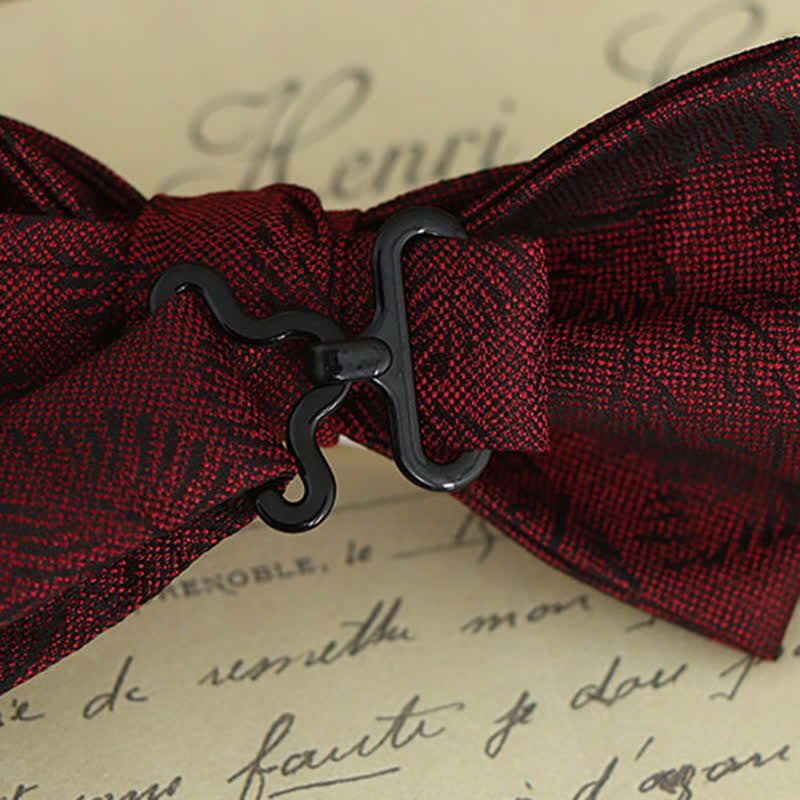 2Pcs Men's Burgundy Floral Bow Tie Handkerchief Set - image 3