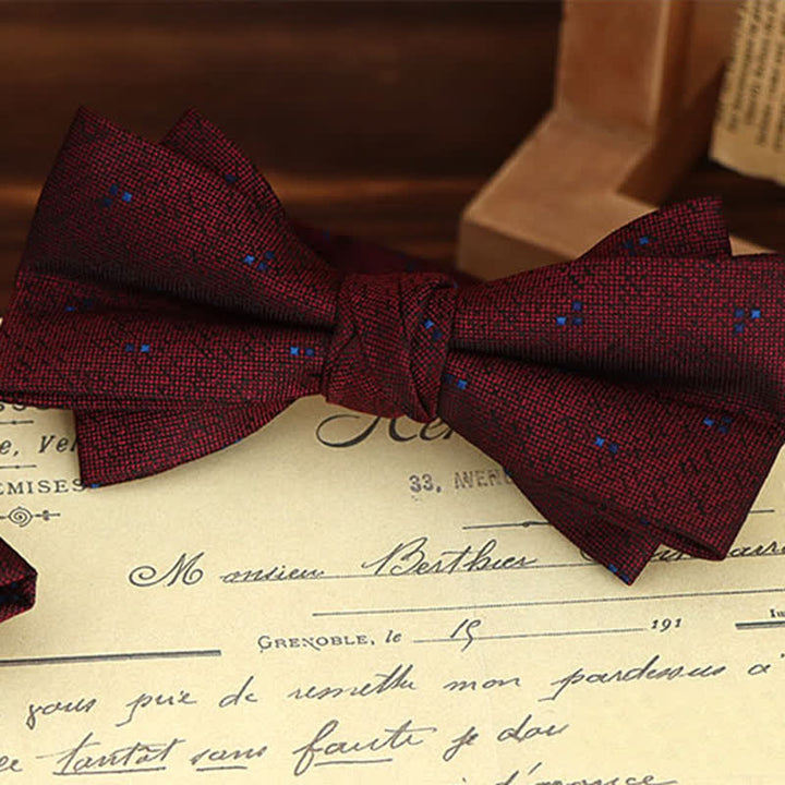 2Pcs Men's Burgundy Floral Bow Tie Handkerchief Set - image 7