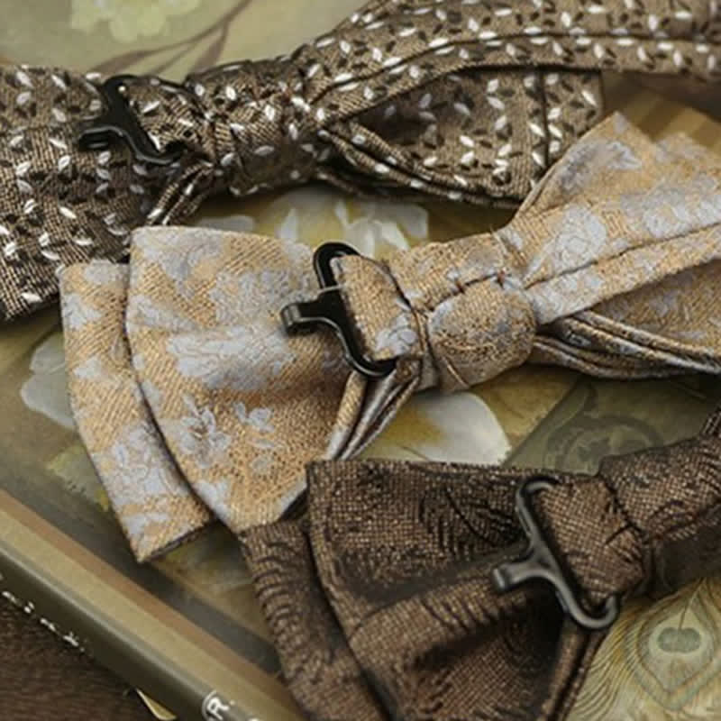 2Pcs Men's Retro Brown Bow Tie Handkerchief Set - image 3