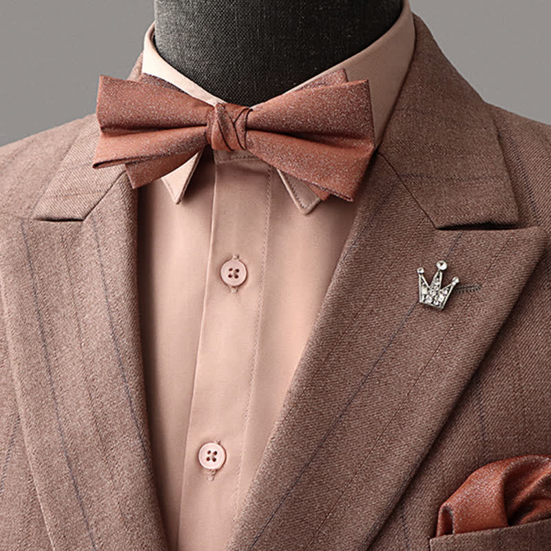 2Pcs Men's Retro Brown Bow Tie Handkerchief Set - Style #1 - image 0