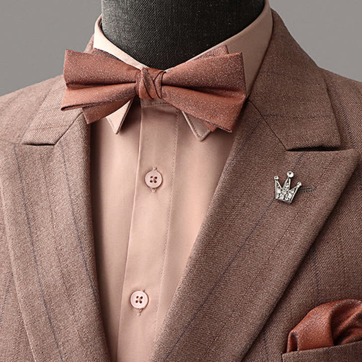 2Pcs Men's Retro Brown Bow Tie Handkerchief Set - Style #1 - image 0