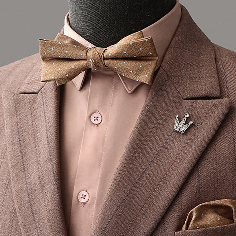 2Pcs Men's Retro Brown Bow Tie Handkerchief Set - Style #2 - image 1