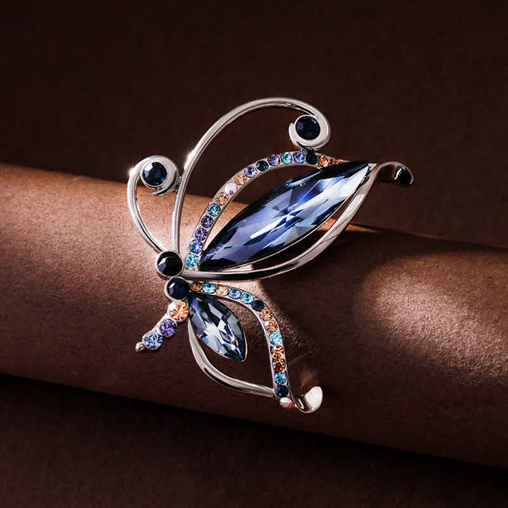 Women's Butterfly Blue Crystal Rhinestone Brooch - Blue - image 0