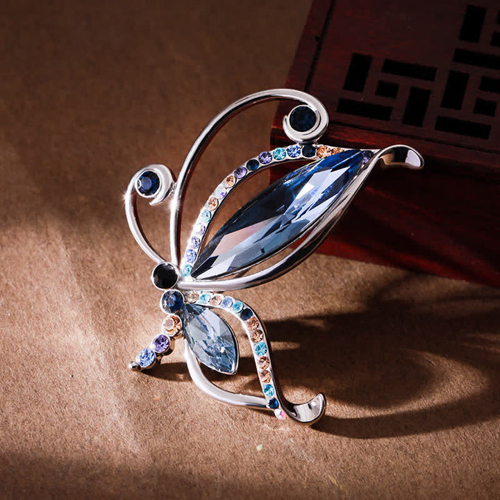 Women's Butterfly Blue Crystal Rhinestone Brooch - image 4