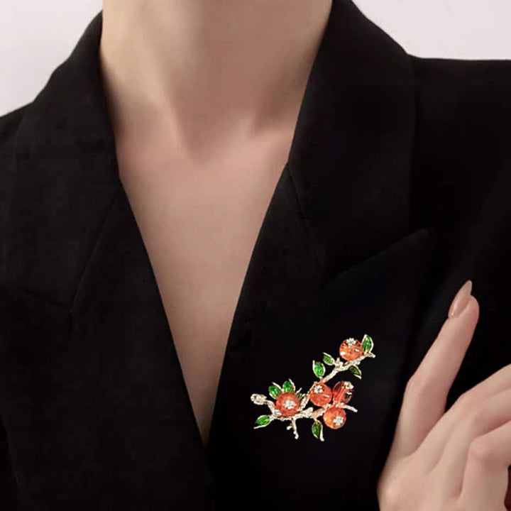 Women's Lucky Persimmon Tree Shape Brooch - image 2