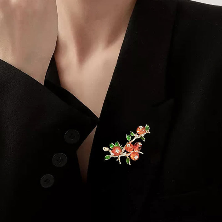 Women's Lucky Persimmon Tree Shape Brooch - image 1