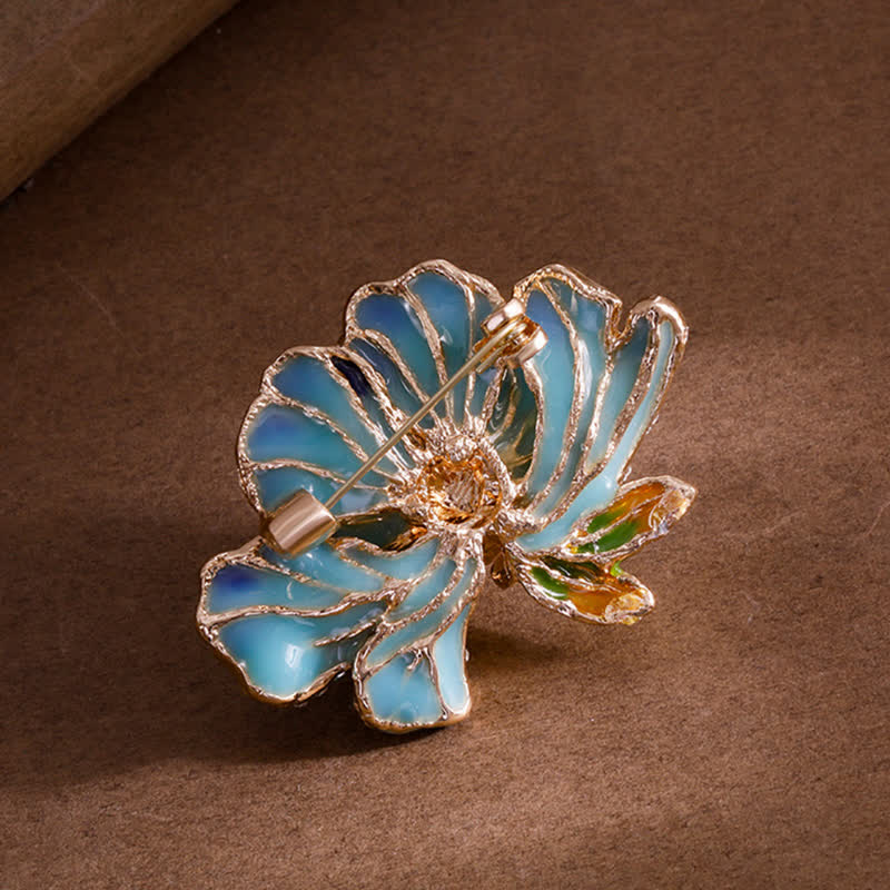 Women's Enamel Peony Flowers Pearl Inlaid Brooch - image 4