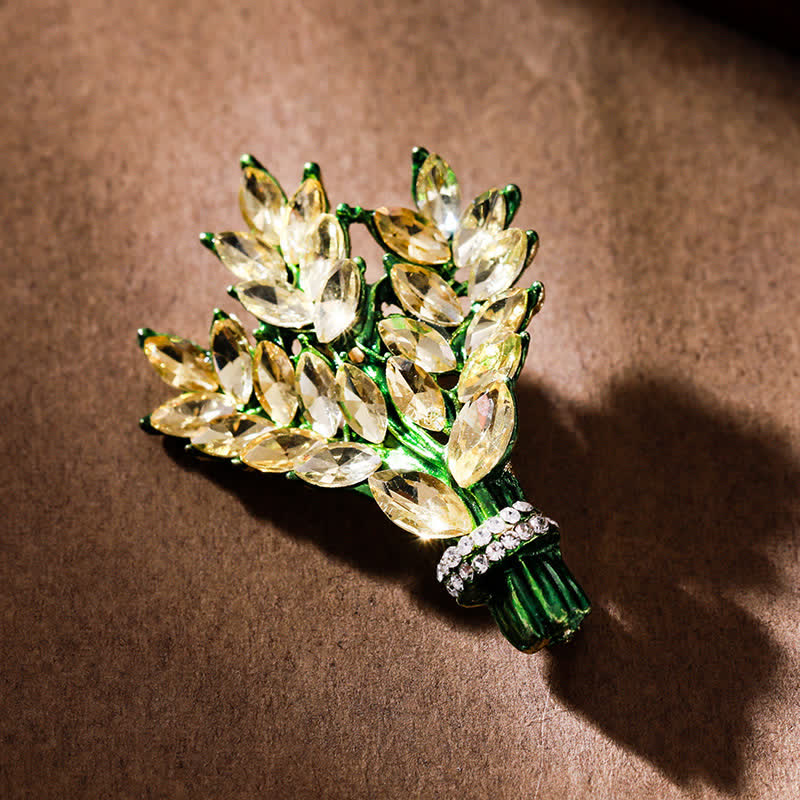 Women's Lavender Rhinestone Bouquet Brooch - Champagne - image 5